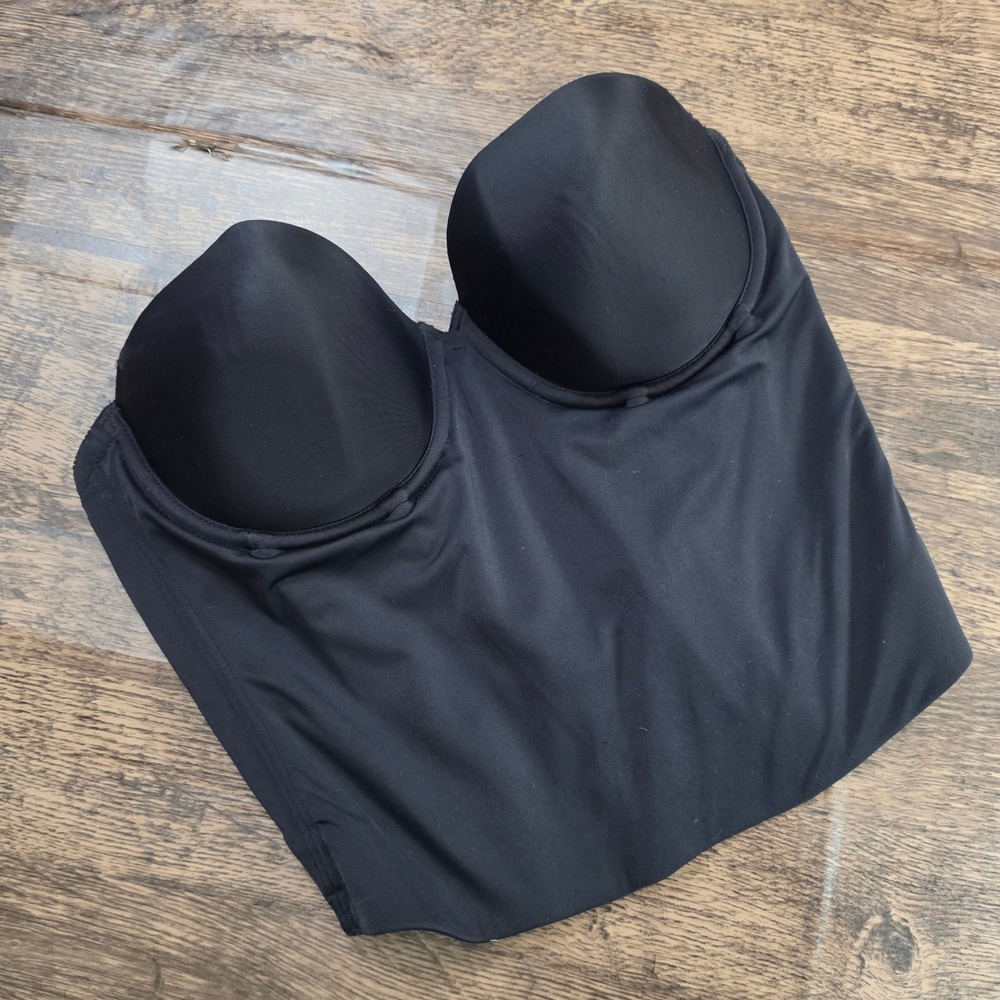 MAIDENFORM‎ Longline Bra Womens 38C Black Strapless Bustier 7715 Underwire